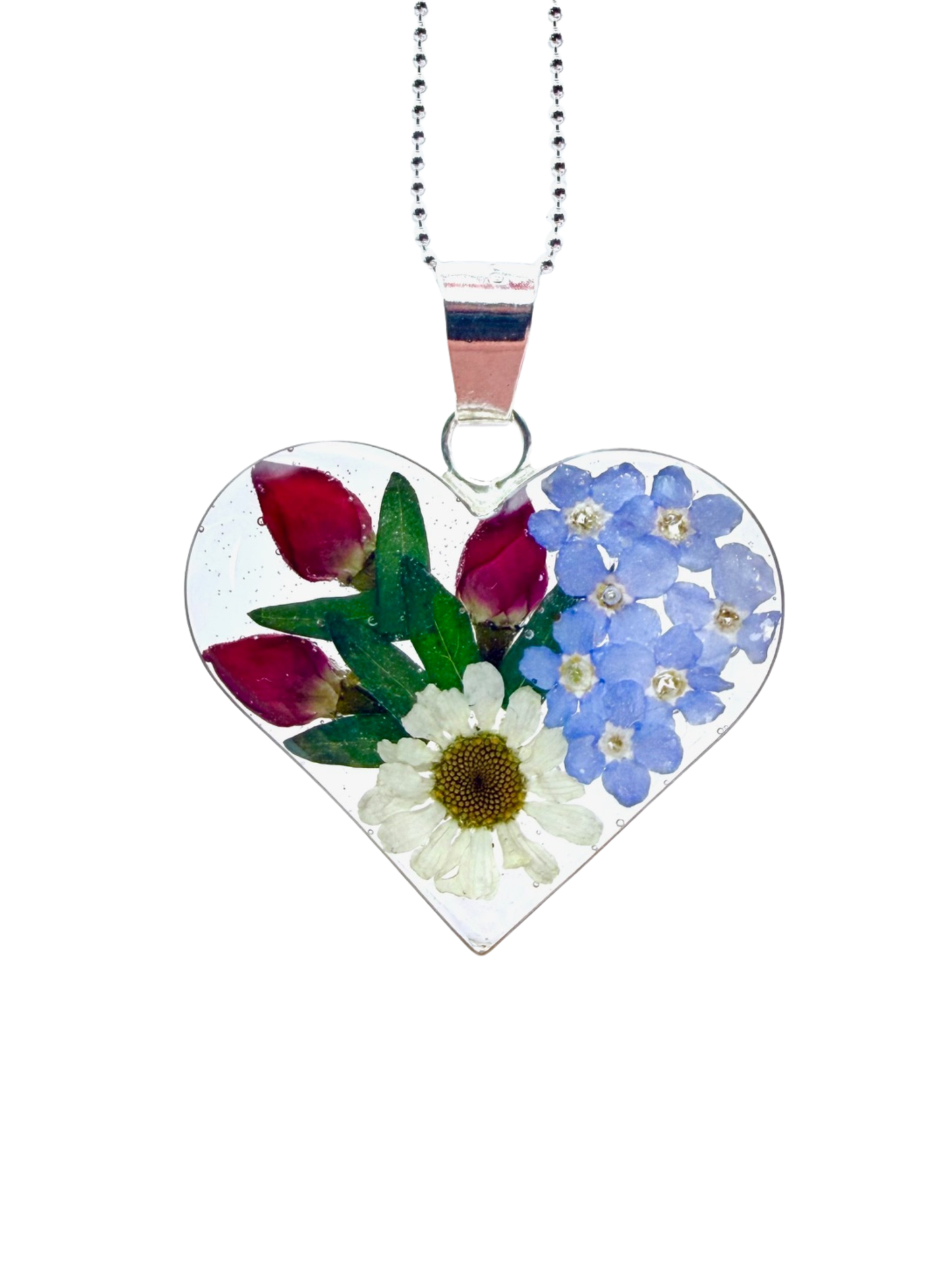 Large Heart Pendant with Mixed Flowers