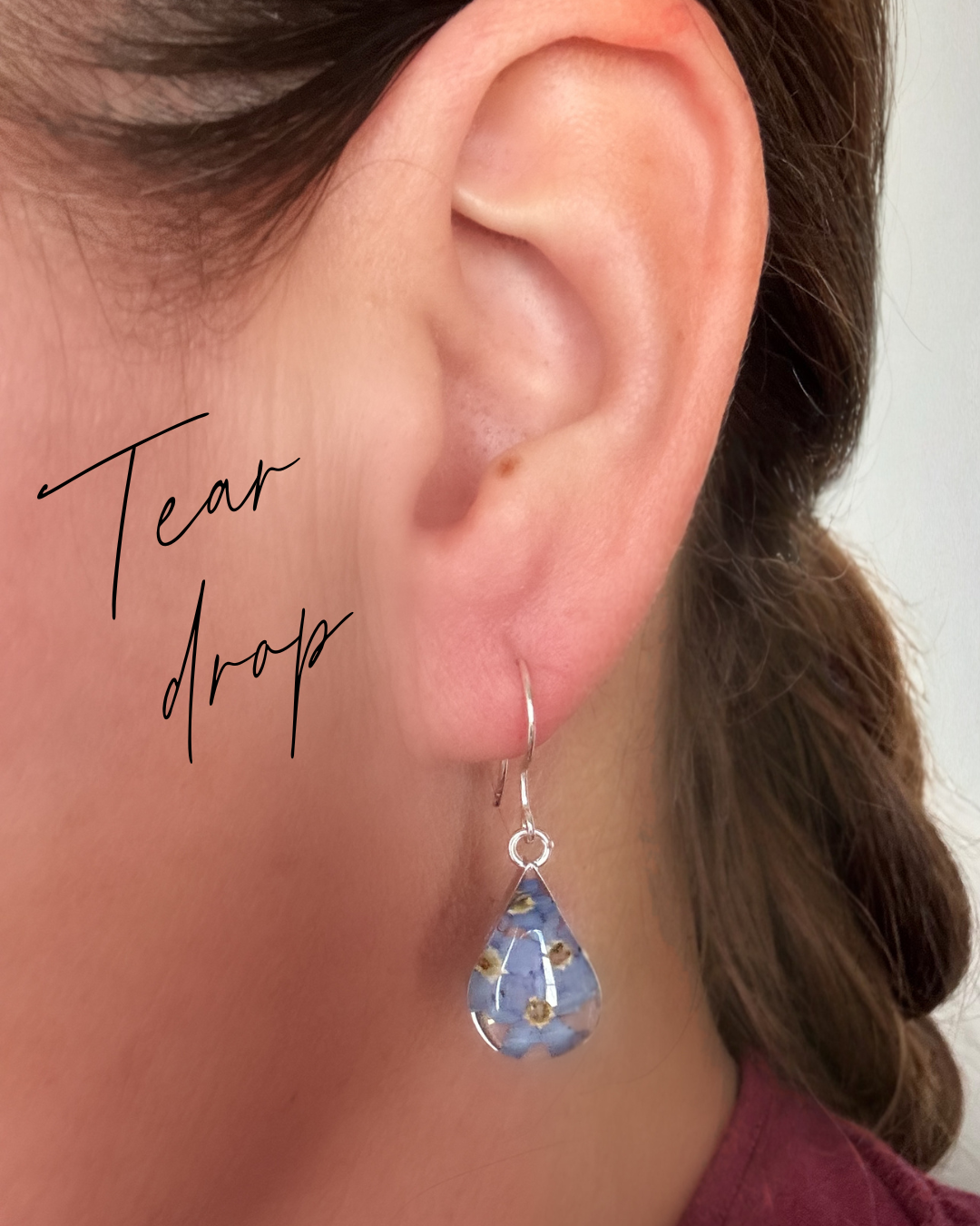 Teardrop Earrings with Real Mixed Flowers and Daisy