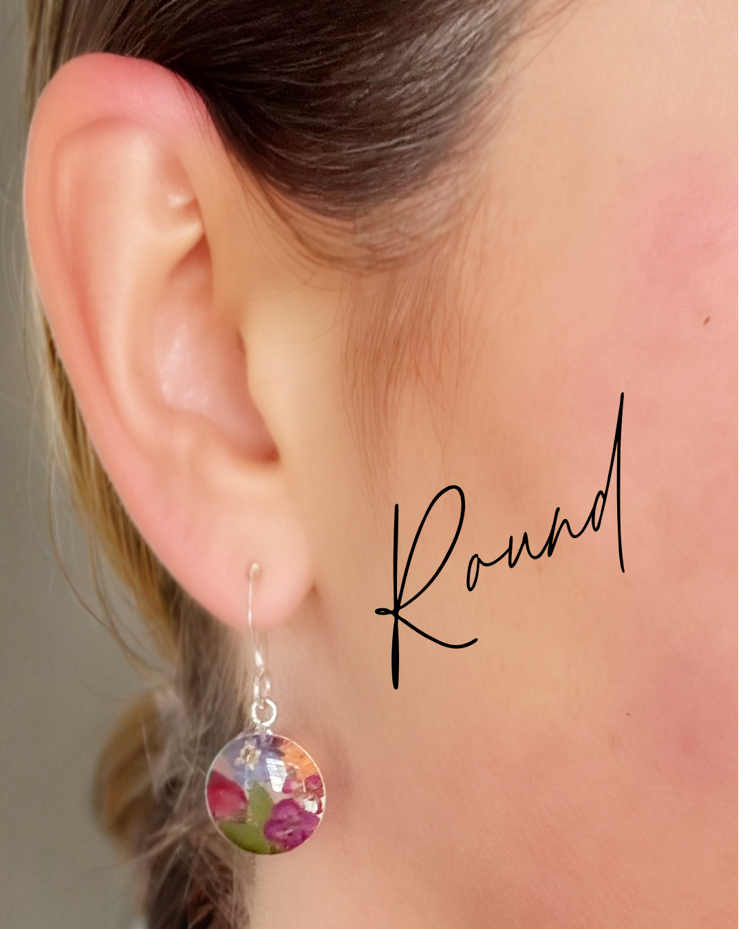 Round Earrings with Sunflower