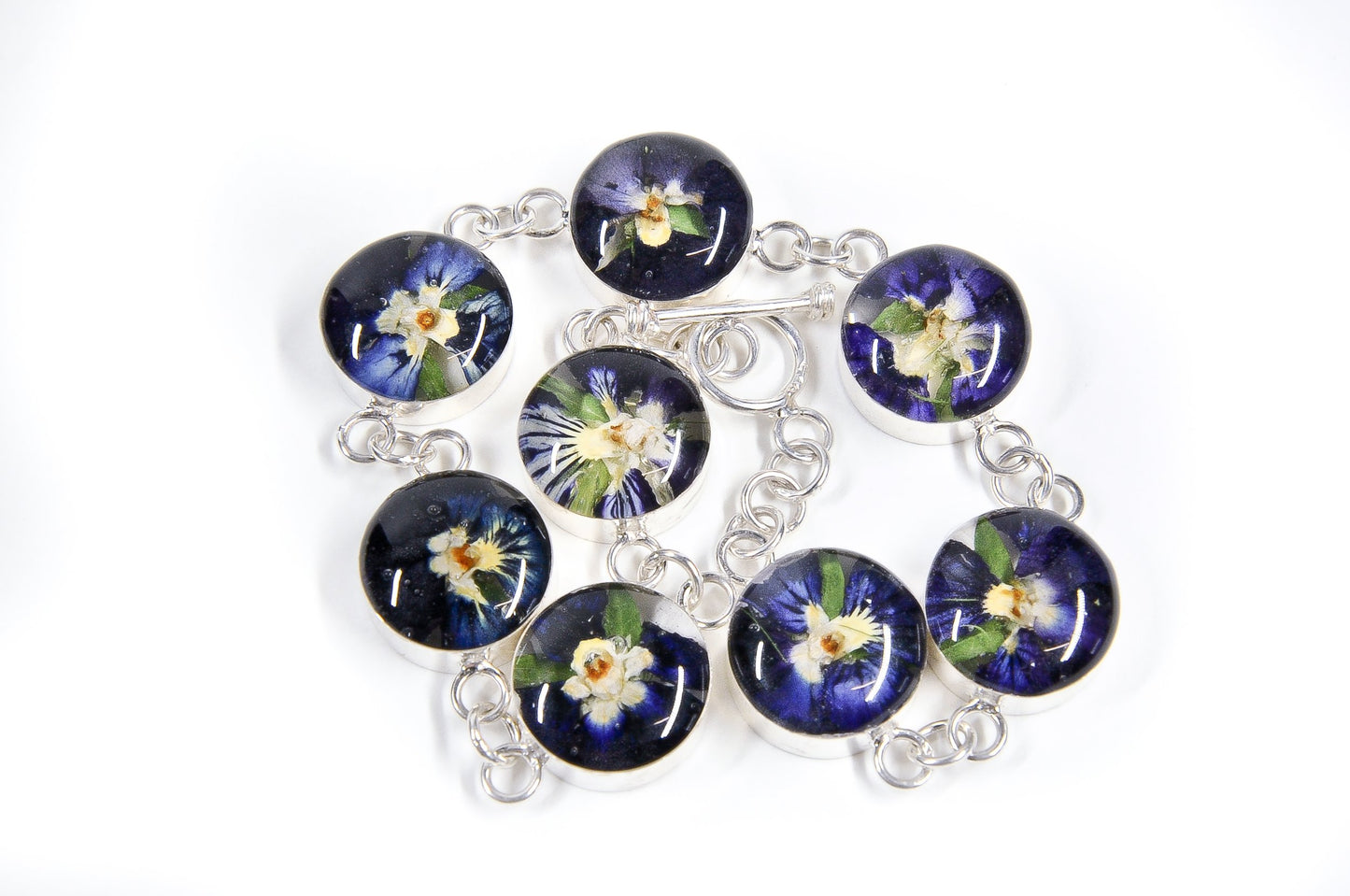Link Bracelet Pansy Flower