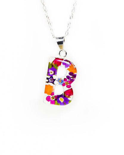 Initial Necklace A-Z Mixed Flower