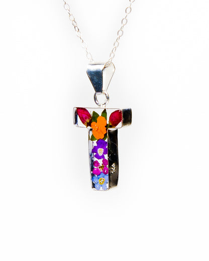 Initial Necklace A-Z Mixed Flower