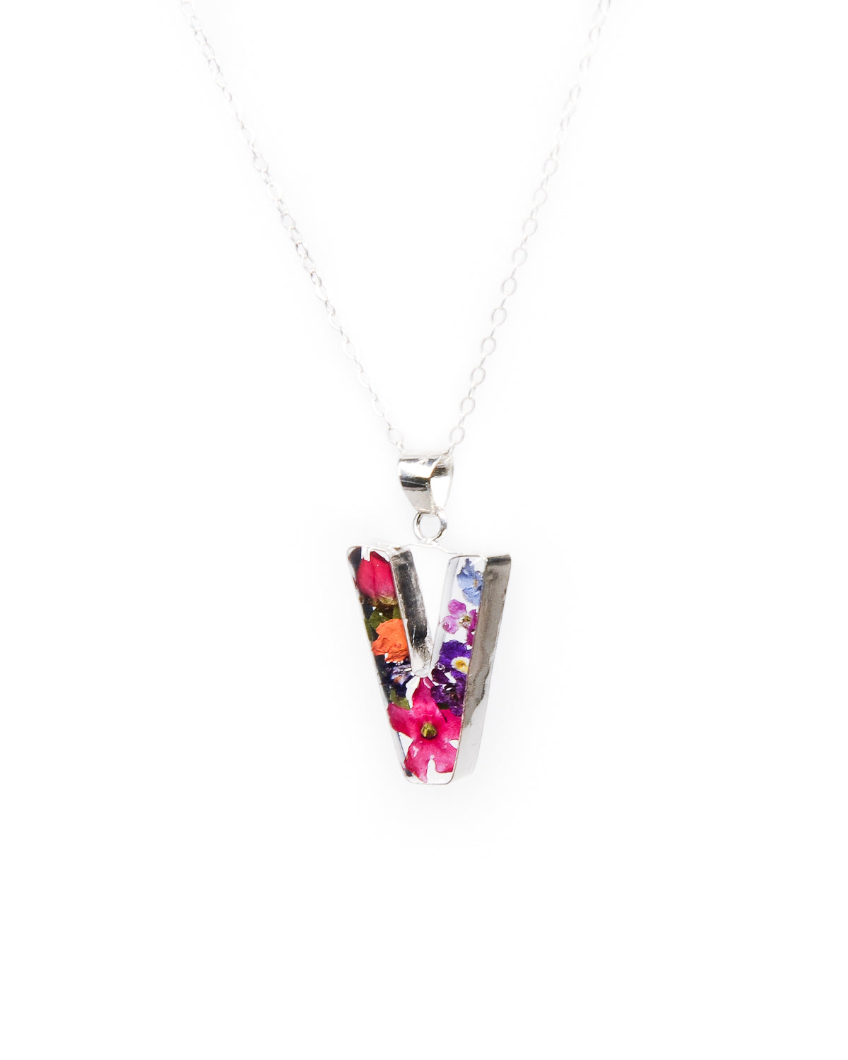 Initial Necklace A-Z Mixed Flower