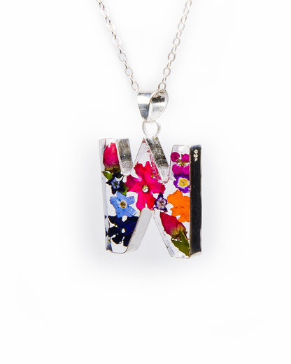 Initial Necklace A-Z Mixed Flower
