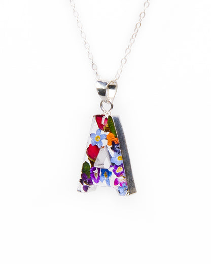 Initial Necklace A-Z Mixed Flower