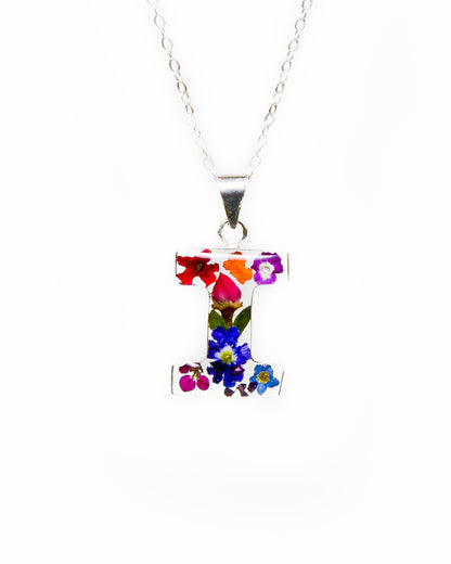 Initial Necklace A-Z Mixed Flower