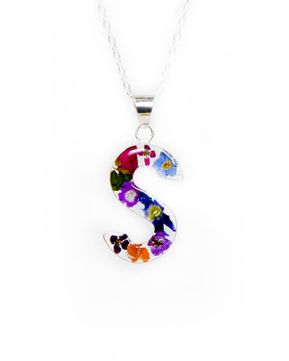 Initial Necklace A-Z Mixed Flower