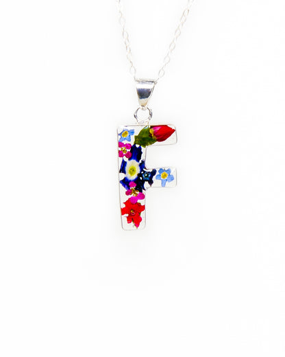 Initial Necklace A-Z Mixed Flower