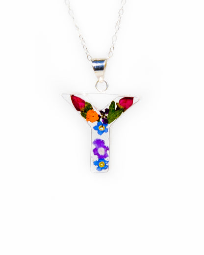 Initial Necklace A-Z Mixed Flower