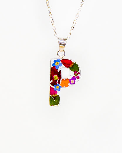 Initial Necklace A-Z Mixed Flower