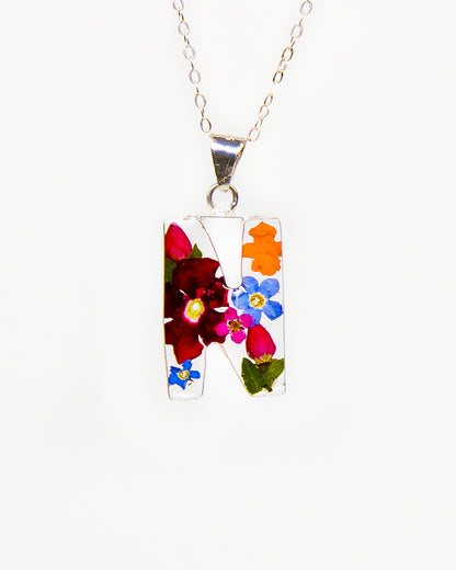 Initial Necklace A-Z Mixed Flower