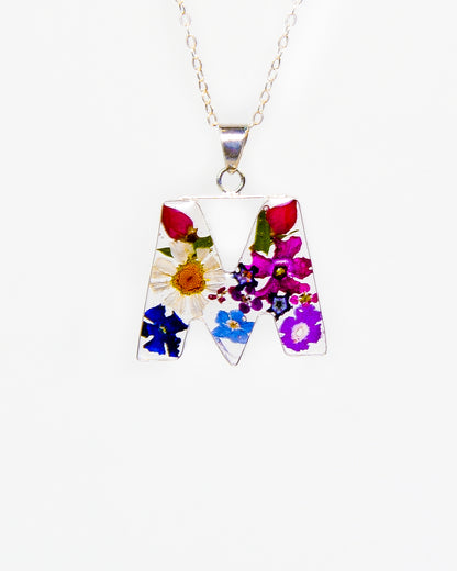 Initial Necklace A-Z Mixed Flower