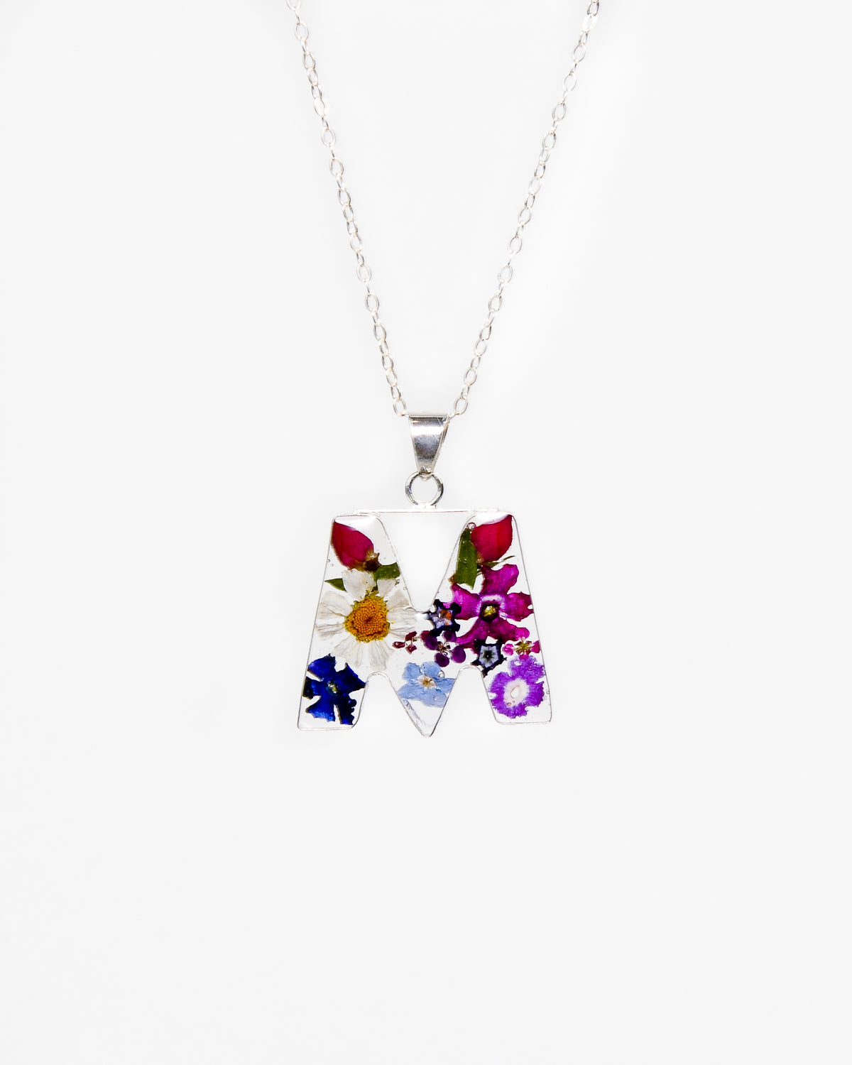 Initial Necklace A-Z Mixed Flower